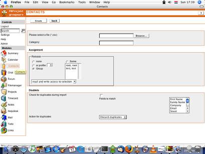 Contact manager, importing external contacts